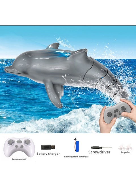 Remote Control Dolphin Real Animal Headlight Shark Whale Water Spray Summer Water Children's Day Water Play Boy Toy-Color:Remote Control Gray Dolphin Remote Control With Headlight Upgraded Waterproof Gift Box-Specifications:Lithium Battery *1 30 Minutes Battery Life + Freight Insurance + Lifetime Warranty