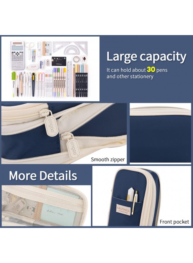 EASTHILL Big Capacity Pencil Case Large Pencil Pouch Stationery Pen Bag for Teen Girls-Navy - Image 5