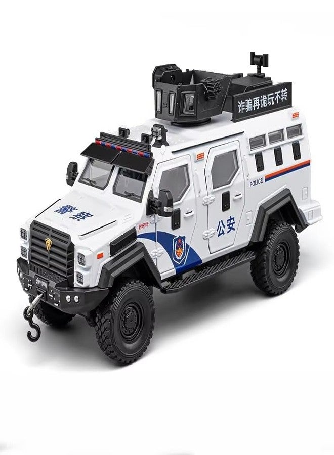 FEXXA Compatible for 1:24 Saber-Toothed Tiger Alloy Armored Car Model, Collectible Diecast Armoured Explosive Protected Vehicle Toy, Pull Back Toy Car with Sound and Light for Adult Kids (White) - Image 1