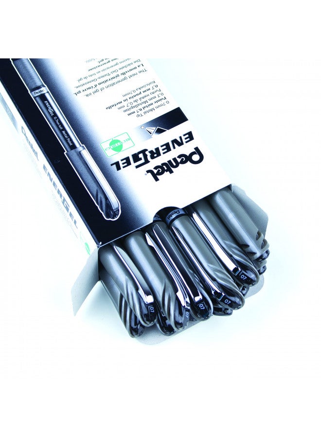 Pentel EnerGel NV Liquid Gel Pen, 0.7mm, Medium Line Capped, Metal Tip, Black Ink Sold as 1 - Image 1