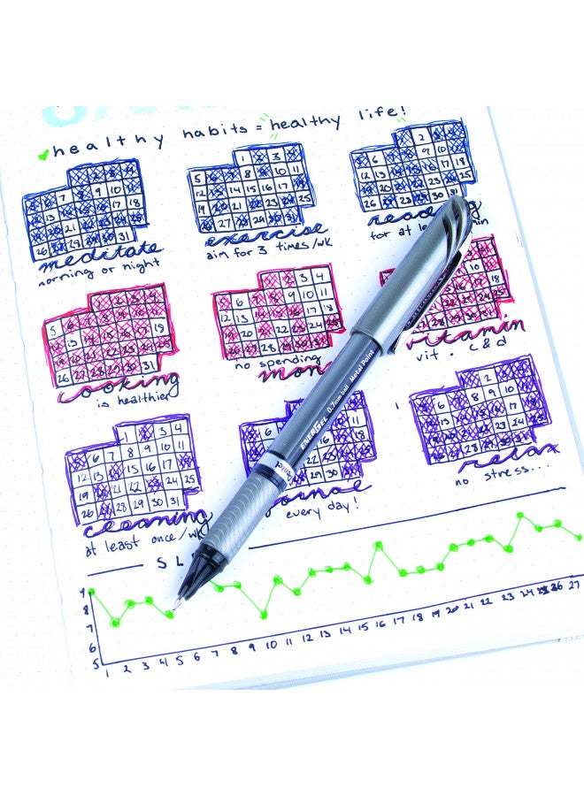 Pentel EnerGel NV Liquid Gel Pen, 0.7mm, Medium Line Capped, Metal Tip, Black Ink Sold as 1 - Image 4