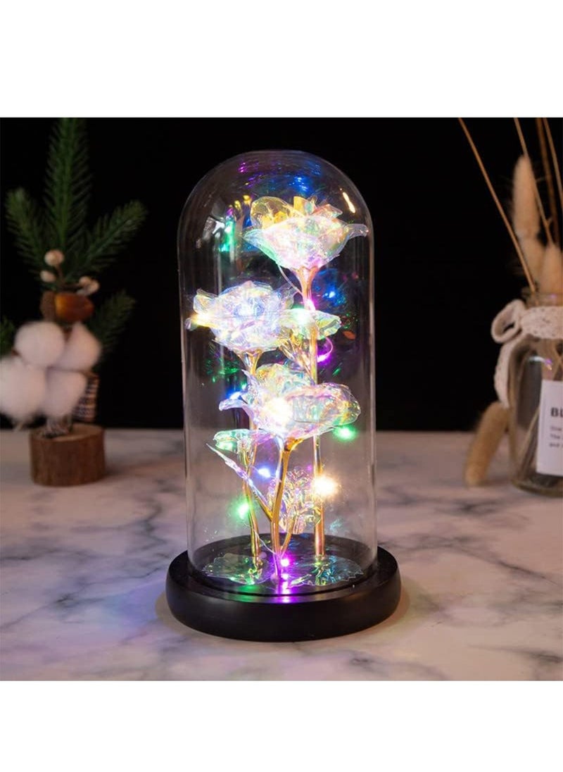 MONOGUE - Galaxy Rose Flower Gift Colorful Artificial Rose Flower Gifts Forever in Glass Dome - Image 1