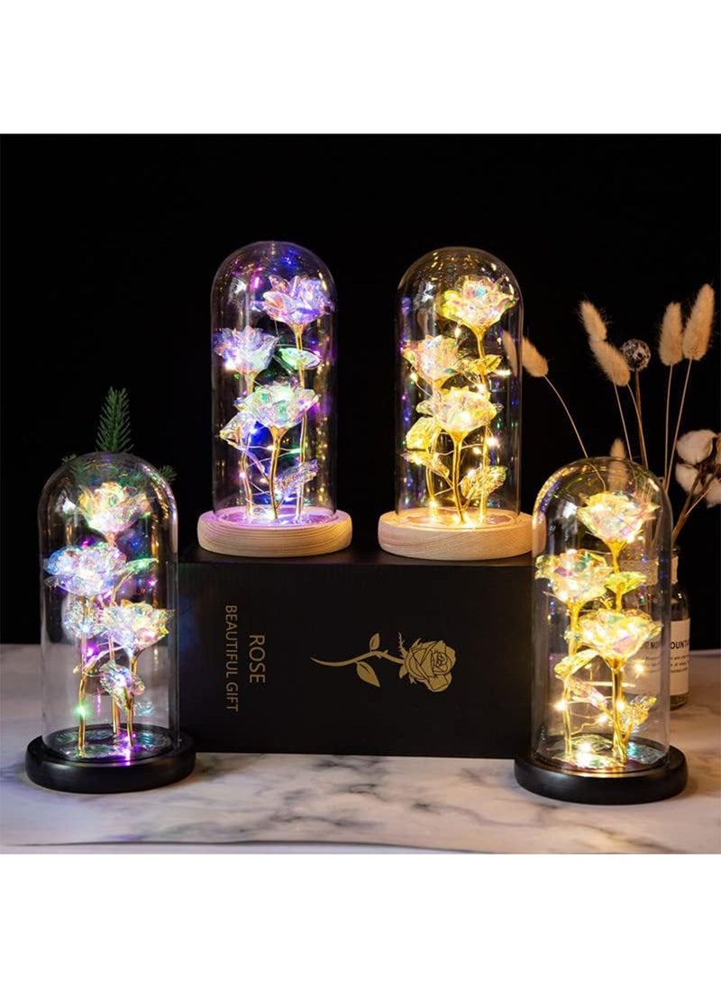 MONOGUE - Galaxy Rose Flower Gift Colorful Artificial Rose Flower Gifts Forever in Glass Dome - Image 1