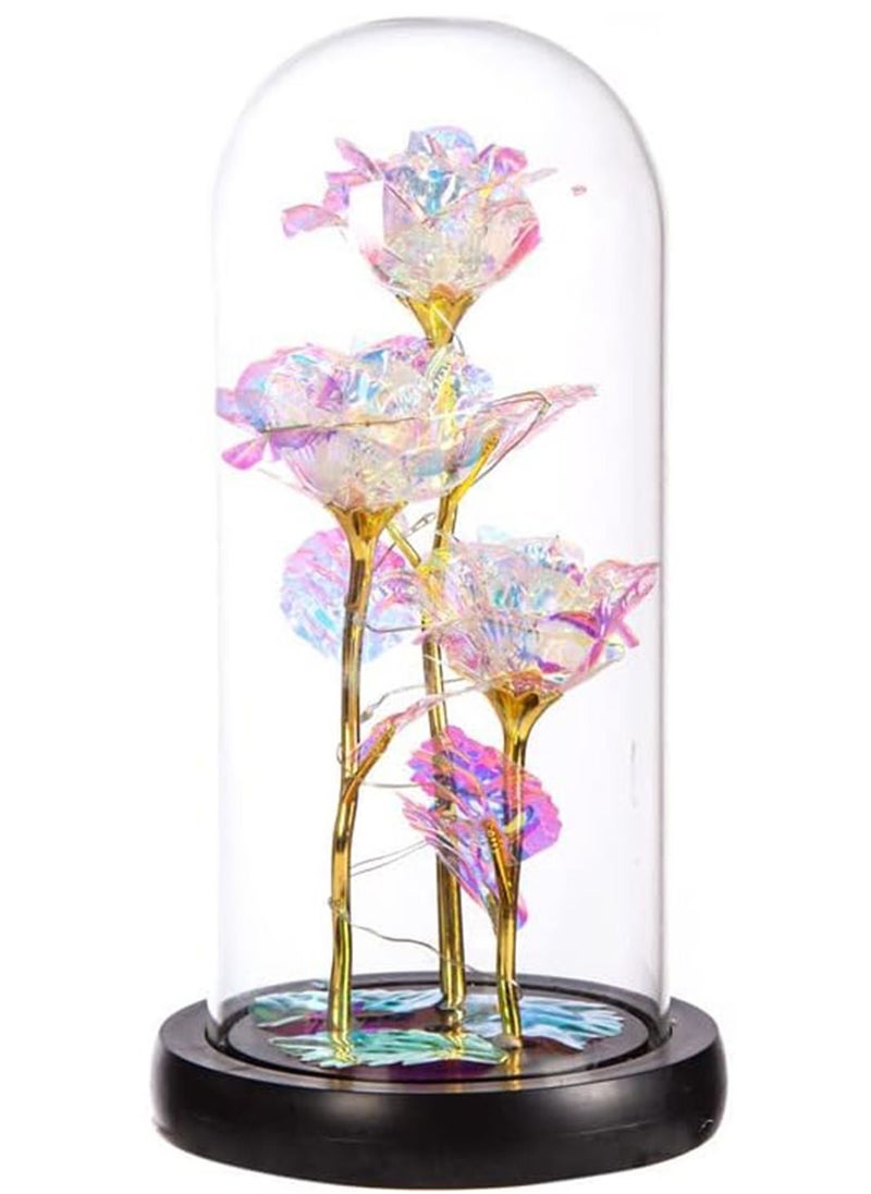 MONOGUE - Galaxy Rose Flower Gift Colorful Artificial Rose Flower Gifts Forever in Glass Dome - Image 1