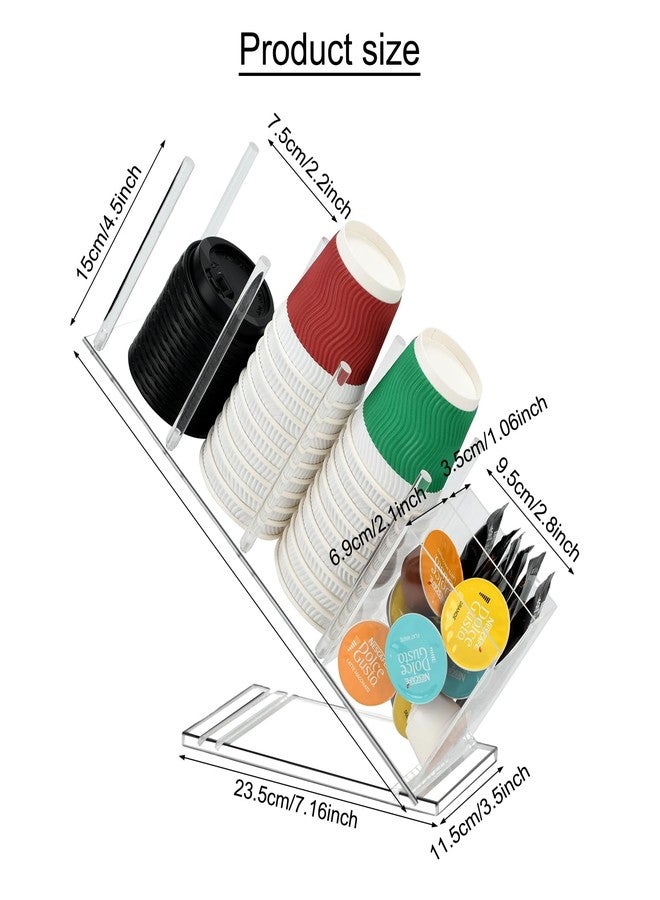 LYHLYA 5-Compartment Acrylic Cup Dispenser with Lid Holder, Coffee Cup Organizer for Disposable Cups, Straws and Pods, Countertop Coffee Station - Image 2