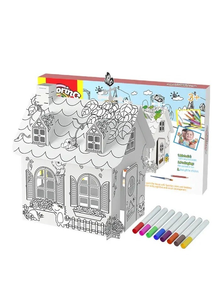 كيكو بيت لعب للأطفال من الورق المقوى ثلاثي الأبعاد، نشاط حرفي ومسرح من الورق المقوى للأطفال، للتلوين واللعب التظاهري، نشاط حرفي تعليمي للأطفال - Image 4