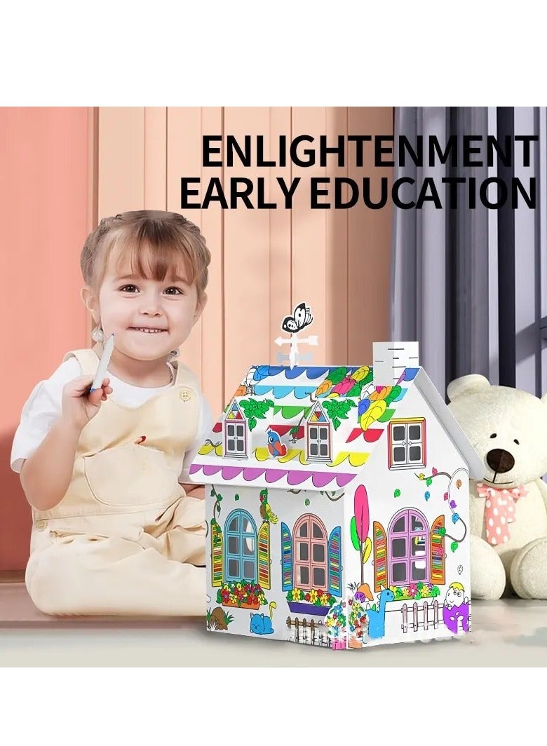 كيكو بيت لعب للأطفال من الورق المقوى ثلاثي الأبعاد، نشاط حرفي ومسرح من الورق المقوى للأطفال، للتلوين واللعب التظاهري، نشاط حرفي تعليمي للأطفال - Image 3