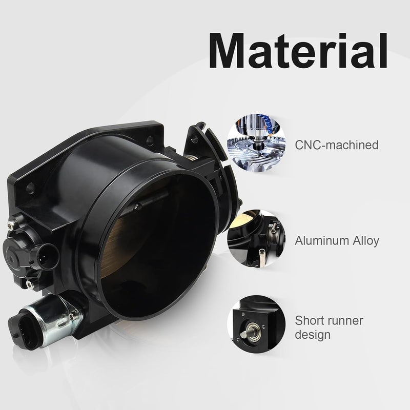 POSENG 92mm Throttle Body 4-Bolt for LS1 LS2 LS3 LS6 LS7 LSX Drive by Cable with Throttle Position Sensors TPS IAC Aluminum Black HTRACING - Image 4