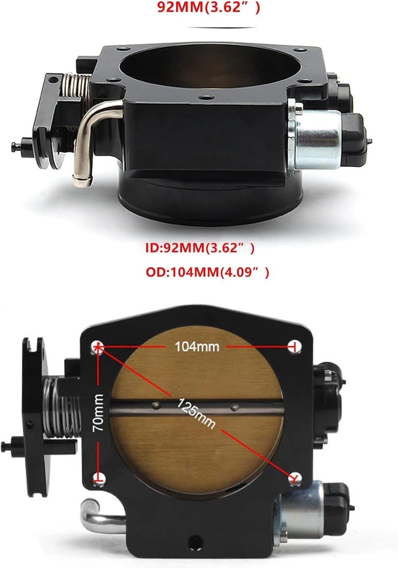 POSENG 92mm Throttle Body 4-Bolt for LS1 LS2 LS3 LS6 LS7 LSX Drive by Cable with Throttle Position Sensors TPS IAC Aluminum Black HTRACING - Image 3