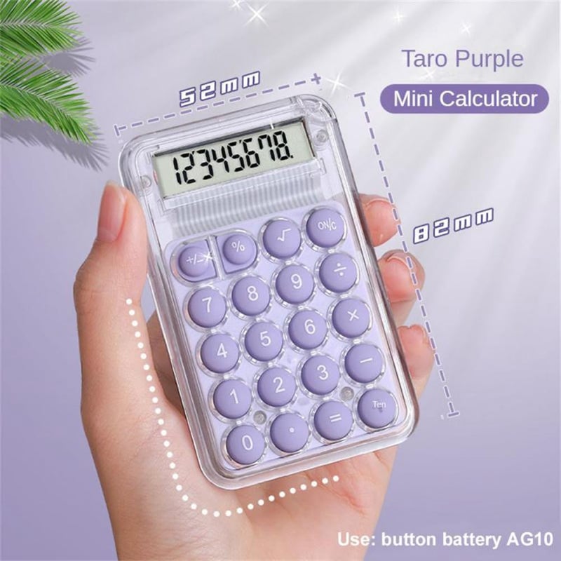 آلة حاسبة صامتة صغيرة شفافة 8 أرقام بشاشة عريضة محمولة للاستخدام اليومي للطلاب - Image 4