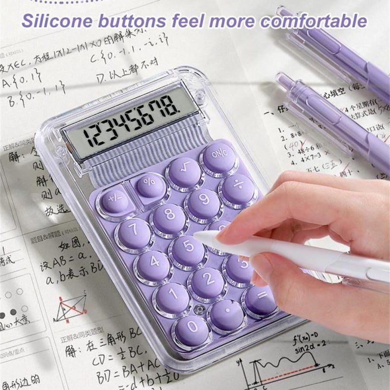 آلة حاسبة صامتة صغيرة شفافة 8 أرقام بشاشة عريضة محمولة للاستخدام اليومي للطلاب - Image 5