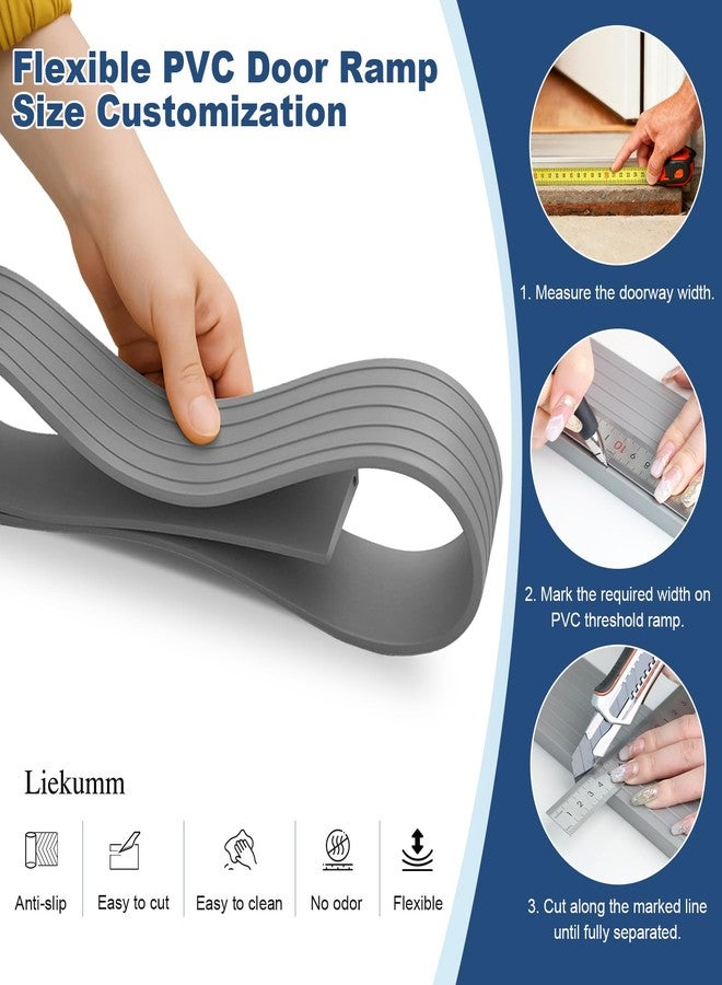 LIEKUMM 0.4" Rise Threshold Ramp, 35.4" Wide Non-Slip Solid Threshold Wheelchair Ramp, Capacity 1700lbs, PVC Threshold Ramp for Doorways, Curb Ramp, Cuttable, Grey - Image 3