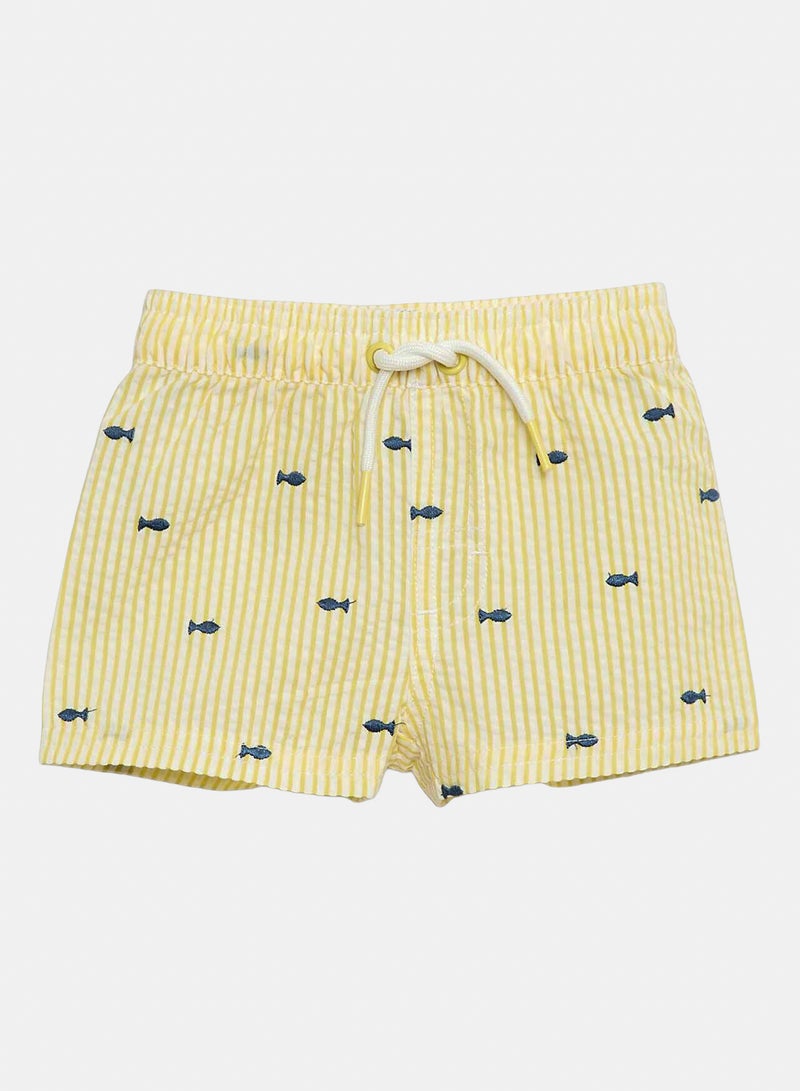 Kiabi Patterned Swim Shorts Yellow - Image 1