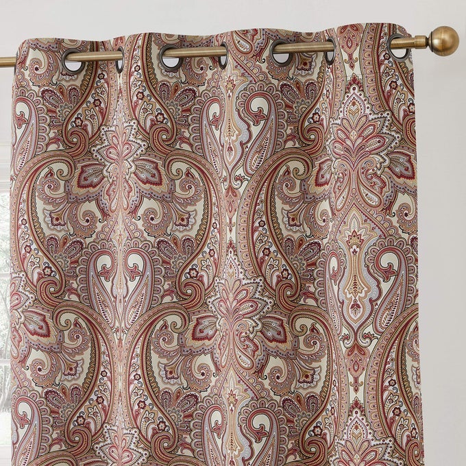 HLCME PARIS PAISLEY DECORATIVE PRINT DAMASK PATTERN THERMAL INSULATED SEMIBLACKOUT ENERGY SAVINGS ROOM DARKENING GROMMET WINDOW CURTAIN PANELS FOR BEDROOM SET OF 2 50 X 54 INCH SPICE RED