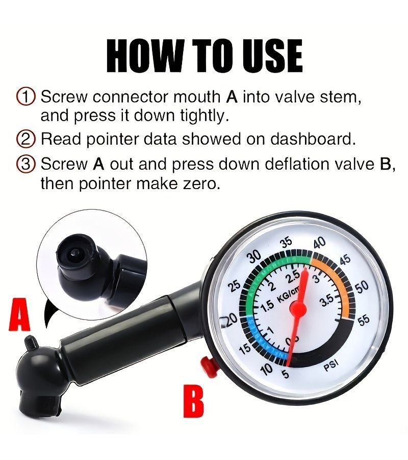 2pcs High Precision Portable Mechanical Tire Pressure Gauge Tire Monitor No Battery Required For Motorcycles Bicycles Trucks Vehicle Maintenance Manual Operation Compact Durable - Image 5