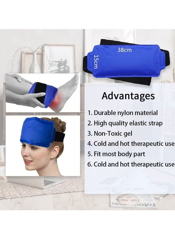 Generic lce Pack Wrap for lnjuries Reusable (2-Piece Set) by WORLD-BlO, Flexible GelPack with Elastic Straps SupportSurgery Recovery, Cooling Fever, ReduceSwelling, Alleviate Joint and MusclePain - Blue  - Image 4