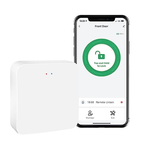 Yamiry WiFi Gateway for YR01 YR05 Smart Lock with Handle,Compatible with Nice Digi App, Remotely Control Keyless Entry Door Lock,Compatible with Alexa to Voice Control Smart Door Lock - Image 1