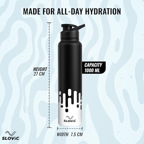 SLOVIC Steel Water Bottle 1 Ltr | UV Print Fridge Bottle with Sipper Cap | 100% BPA Free & leak-Proof | Water Bottle for School Kids | Sipper Water Bottles for Adults | Ideal for Gym, Office, Travel - Image 5
