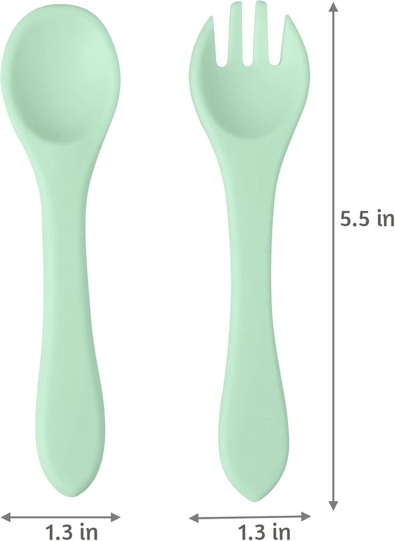 PandaEar Silicone Baby Spoon and Fork Set  6 Pack First Stage Toddler Self Feeding Utensils 612 Months  LED Weaning Spoons - Image 3