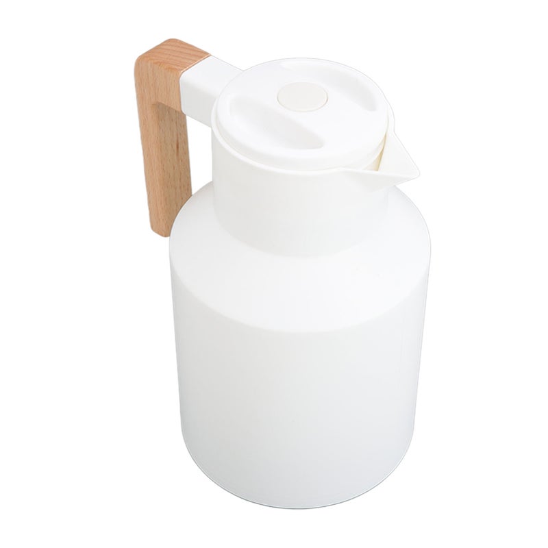 Coffee Carafe 1000ml Wooden Handle Double Wall Vacuum Heat Retention Thermal Coffee Carafe for Tea Juices Coffee White - Image 5