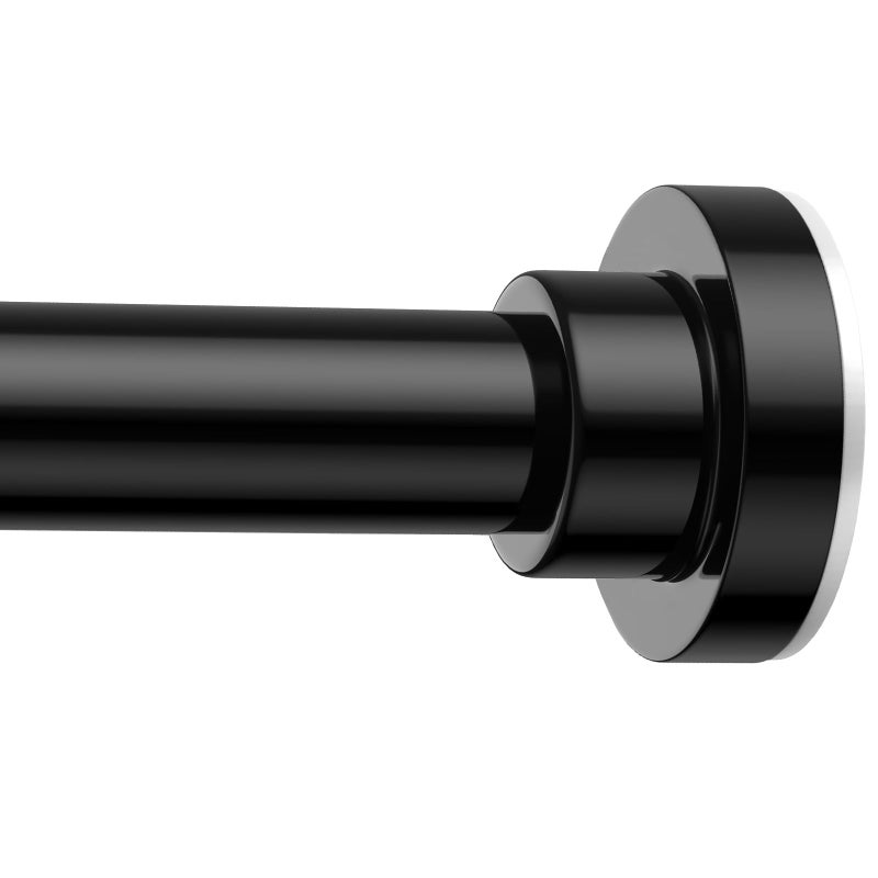 AIZESI Black Tension Curtain Rod 32-64 Inch 7/8" Diameter Spring Loaded Curtain Rods No Drilling Tension Rod Adjustable Curtain Rods for Window Doorway Bathroom Kitchen Closet - Image 1