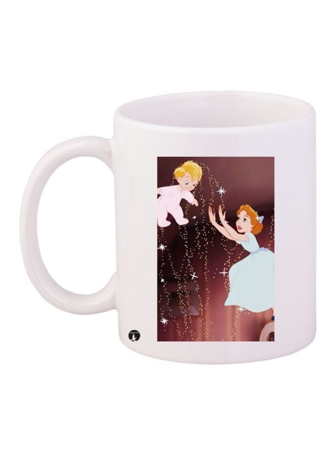 RYN Cartoon Printed Coffee Mug White/Brown/Yellow 11ounce