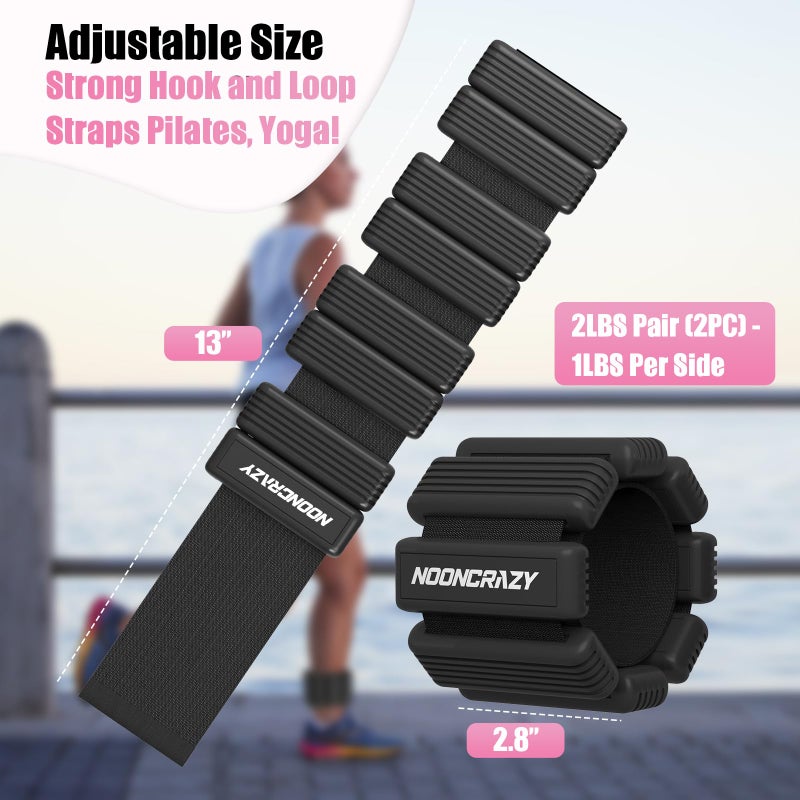 nooncrazy Pilates Wrist Ankle Weights for Women, Wearable Strong Arm & Leg Weights Set of 2(1Lbs Each), Adjustable Ankle Weights for Walking, Yoga, Dance, Barre, Gym - Image 4