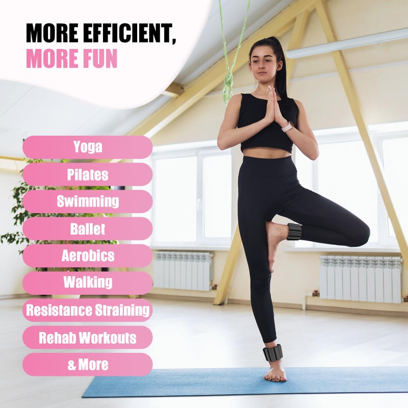 nooncrazy Pilates Wrist Ankle Weights for Women, Wearable Strong Arm & Leg Weights Set of 2(1Lbs Each), Adjustable Ankle Weights for Walking, Yoga, Dance, Barre, Gym - Image 5