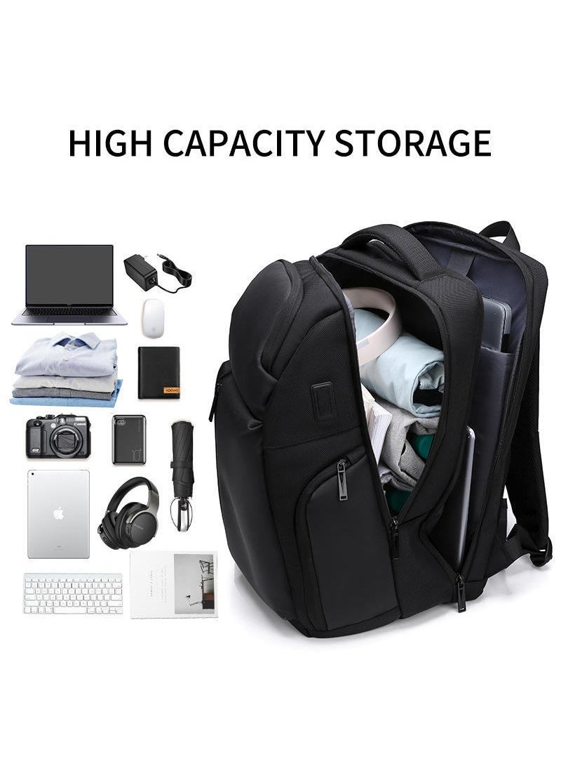 SamoDani Expandable Business Laptop Backpack with USB Charging Port, Anti-Theft & Water-Resistant, 36-59L, Black - Image 4