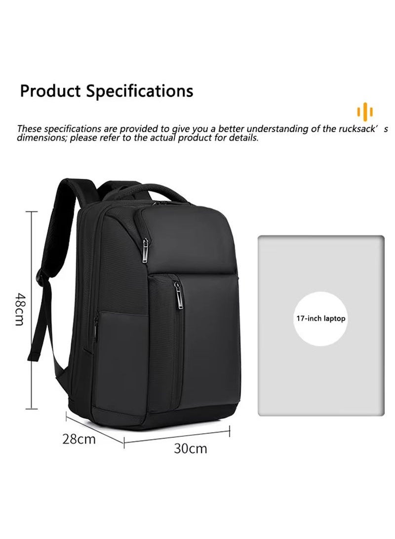 SamoDani Expandable Business Laptop Backpack with USB Charging Port, Anti-Theft & Water-Resistant, 36-59L, Black - Image 2