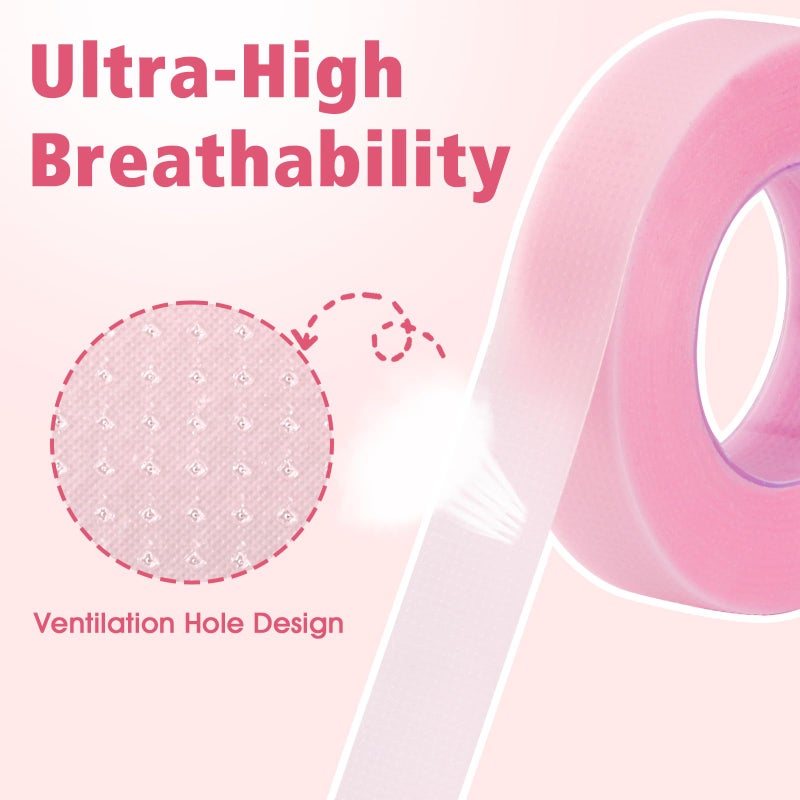 NEOACT 20 Rolls Pink Lash Tape for Eyelash Extensions, Breathable PE Micropore Eyelash Tape, Low Irritation Lash Extension Supplies for Salon and Home Use, 0.47 x 10 Yd - Image 4