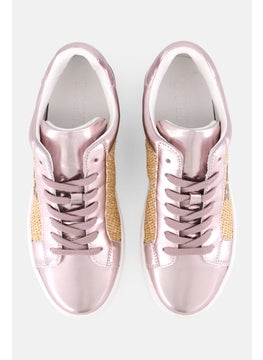 DKNY Women Abeni Arch Raffia Lace Up Shoes, Rose Gold  - Image 3