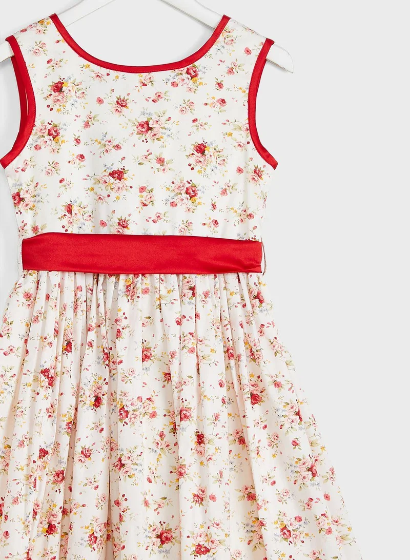 Little Golden Apple Floral Print Fit-and-Flare Dress