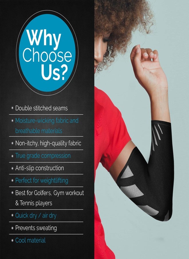 Physix Gear Sport Physix Gear Workout Elbow Sleeves - Elbow Sleeves Compression for Weightlifting, Tendonitis, Bursitis, Compression Sleeves Elbow Support for Men & Women - Elbow Sleeve for Lifting, Grey/Black, S - Image 4