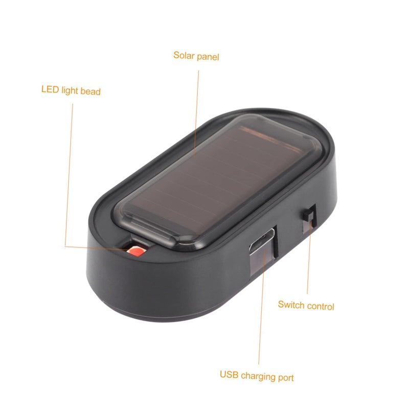 Solar Powered Car Alarm LED Flashing Indicator USB Rechargeable 2pcs - Image 4