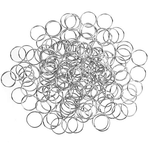 WUBOECE 300 PCS 14mm Metal Split Ring Nickel Plated Small Key Chain Ring Part for Connecting Clasps Charms Links and Ornament Crafts, Silver - Image 1