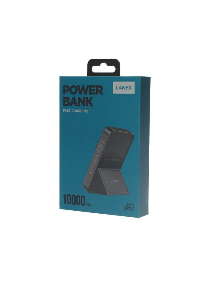 Lanex LP27 Super Fast Charging Wireless Magnetic Power Bank 10000mAh Type C / Lightning Made Of Premum Quality - Black