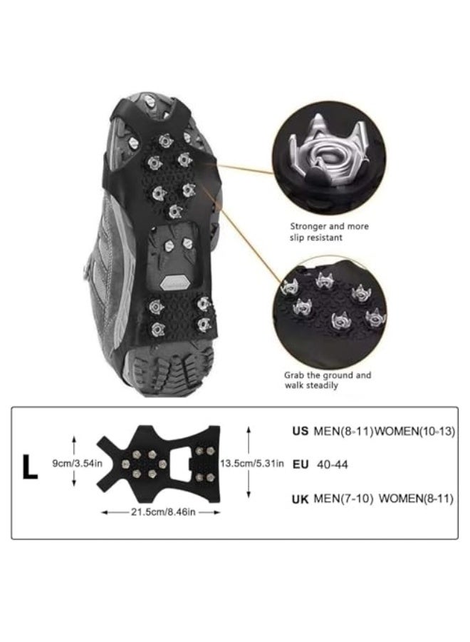 Bukela Wisfunlly Crampons Ice Cleats for Shoes Boots, Rubber Traction Cleats Ice Snow Grips with 10 Stainless Steel Spikes, Winter Outdoor Anti-Slip Crampon for Walking Fishing Climbing Hiking Women Men Kids - Image 4
