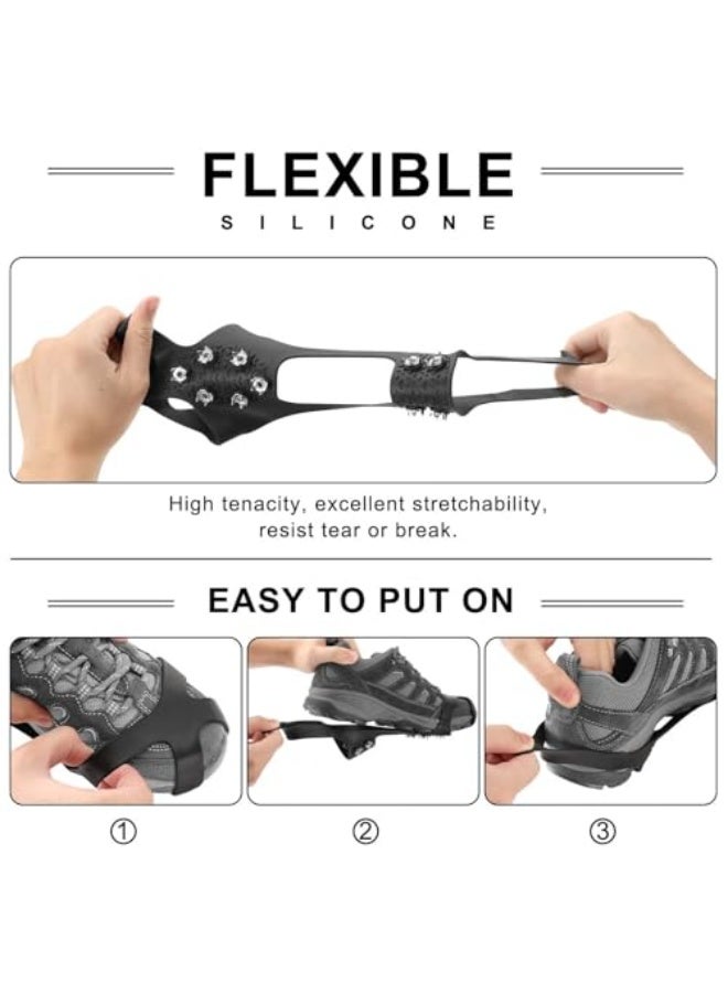 Bukela Wisfunlly Crampons Ice Cleats for Shoes Boots, Rubber Traction Cleats Ice Snow Grips with 10 Stainless Steel Spikes, Winter Outdoor Anti-Slip Crampon for Walking Fishing Climbing Hiking Women Men Kids - Image 5