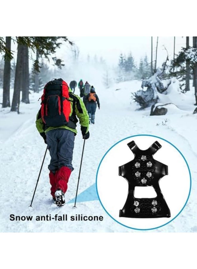 Bukela Wisfunlly Crampons Ice Cleats for Shoes Boots, Rubber Traction Cleats Ice Snow Grips with 10 Stainless Steel Spikes, Winter Outdoor Anti-Slip Crampon for Walking Fishing Climbing Hiking Women Men Kids - Image 3