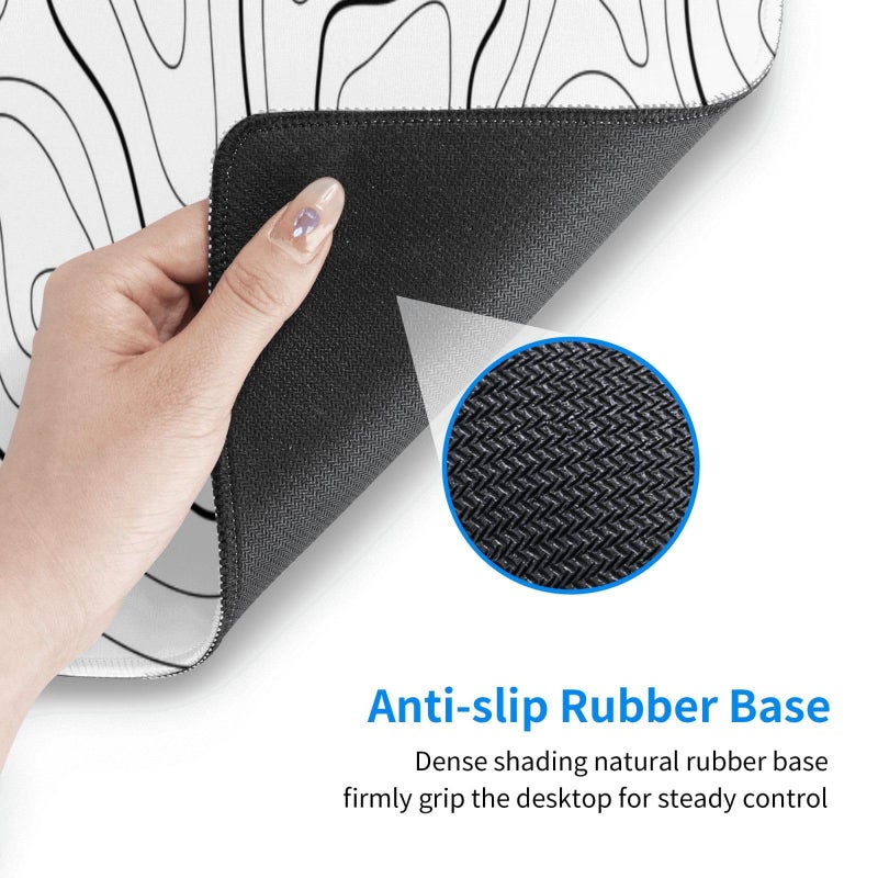 Brecoy Extended Gaming Mouse Pad, Large Gaming Mouse Waterproof with Stitched Edges, Non-Slip Desktop Pad for Home and Office, Level Up Your 31.5x11.8 Inchâ€¦ (White Topographic) - Image 5