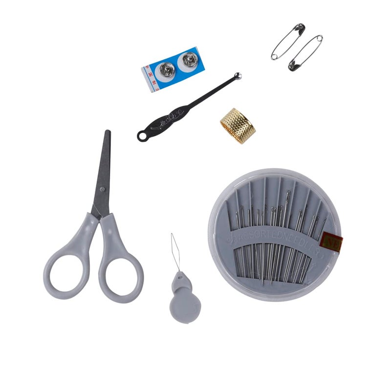 MINISO Double Layer Portable Travel Sewing Kits Box with Color Needle Threads Scissor pin Hand Work Sewing Box Handwork Accessories (Grey) - Image 5