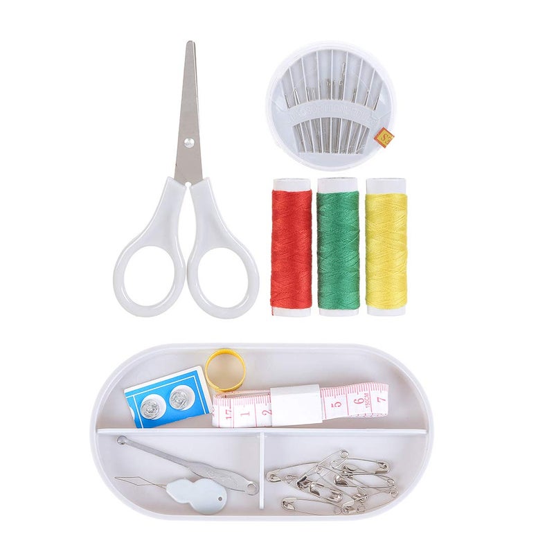 MINISO Double Layer Portable Travel Sewing Kits Box with Color Needle Threads Scissor pin Hand Work Sewing Box Handwork Accessories (Grey) - Image 3