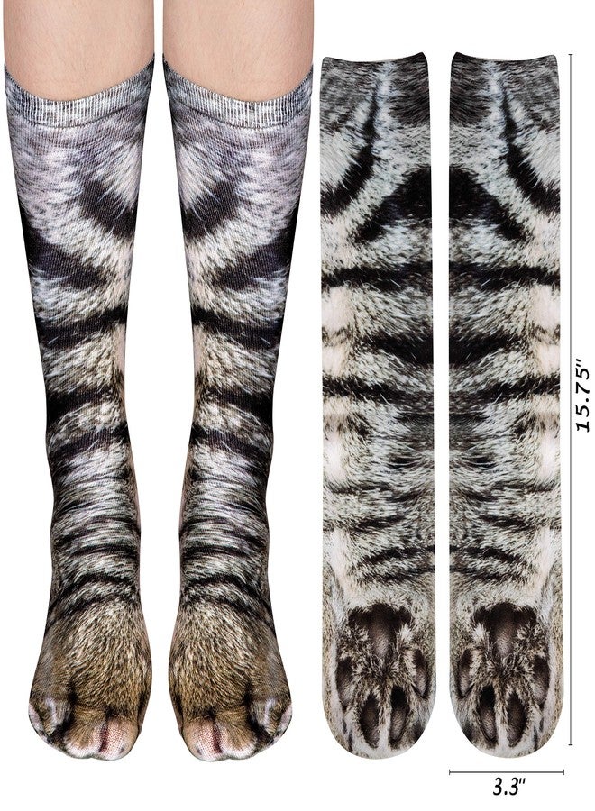 luck sea 4 Pairs Animal Paw Socks Unisex 3D Print Cat Dog Tiger Novelty Stockings for Women Men White Elephant Gag Gifts Prank Christmas Party Favors - Image 4