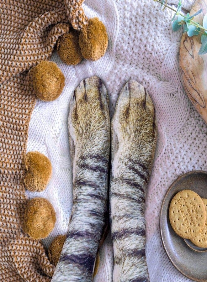 luck sea 4 Pairs Animal Paw Socks Unisex 3D Print Cat Dog Tiger Novelty Stockings for Women Men White Elephant Gag Gifts Prank Christmas Party Favors - Image 5