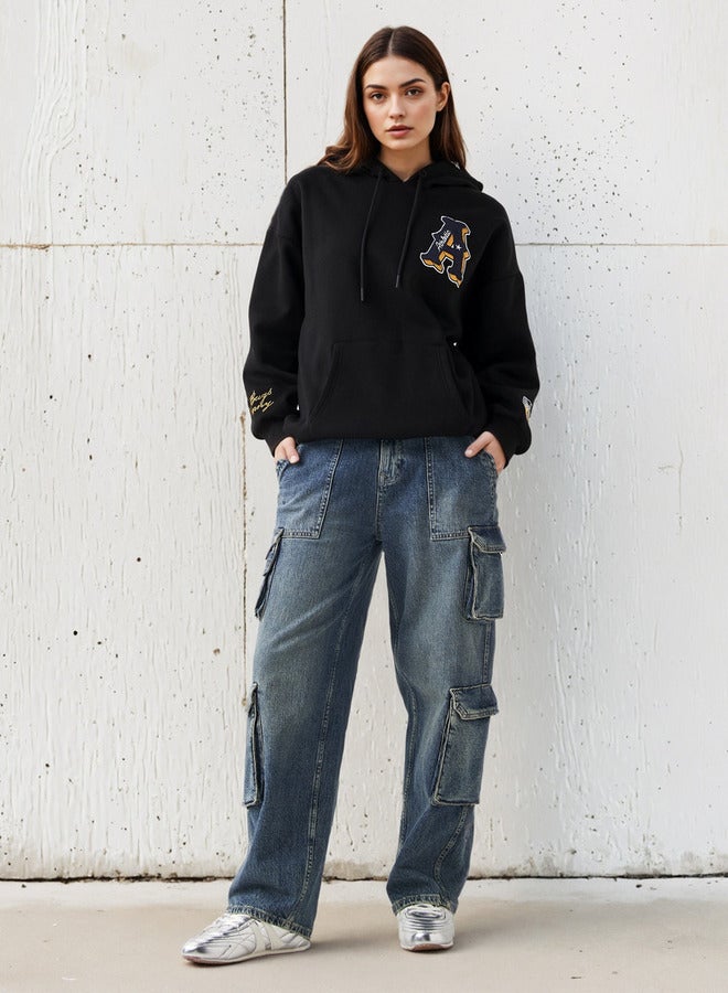 SP Characters Oversized Fit Hoodie with Looney Tunes Print - Image 2