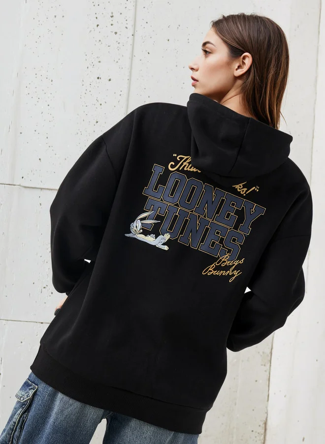 اس بي كاركترز هودي بقصة واسعة بطبعة لوني تونز