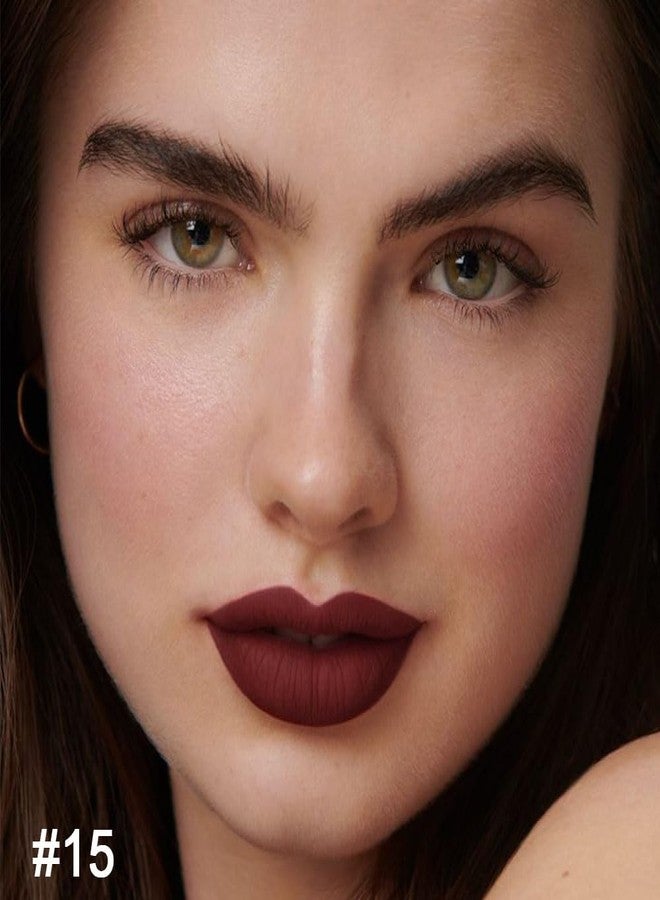 HHLTOH 2-in-1 Deep Red Lip Liner & Lipstick Set Kit for Women, Matte Lips Kit with Lip Liner Lip Stains Long Lasting Waterproof 24 Hour Lipstick and Lip Liners Combo Lipliners Pencil Set 15 - Image 2