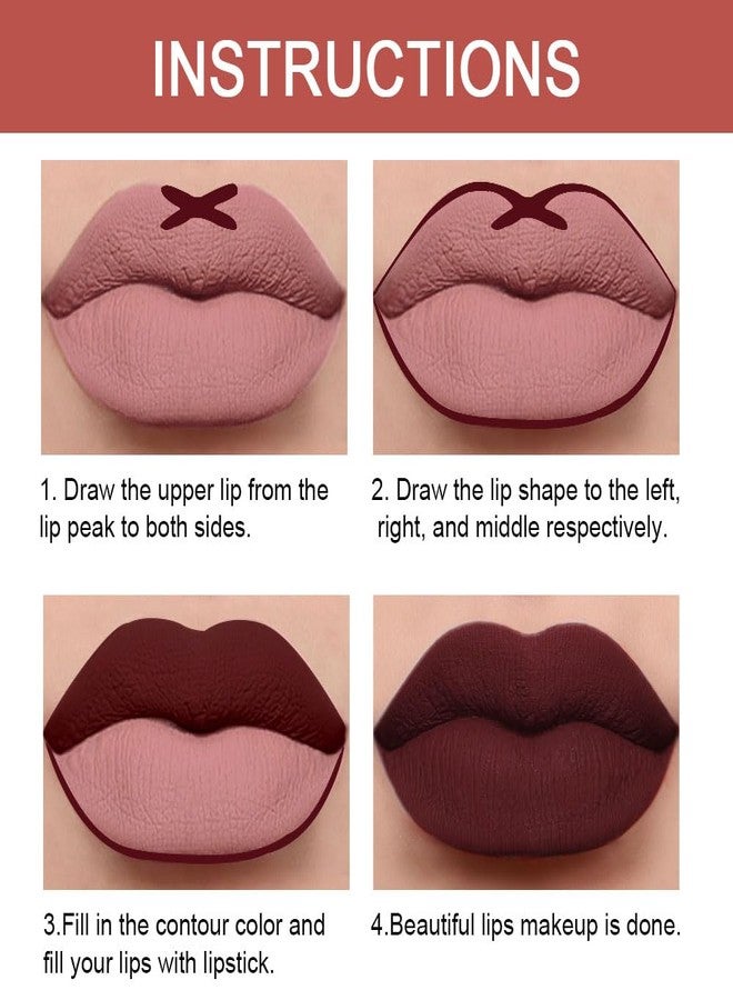 HHLTOH 2-in-1 Deep Red Lip Liner & Lipstick Set Kit for Women, Matte Lips Kit with Lip Liner Lip Stains Long Lasting Waterproof 24 Hour Lipstick and Lip Liners Combo Lipliners Pencil Set 15 - Image 5