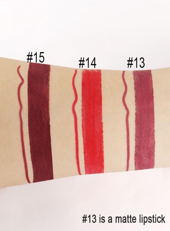 HHLTOH 2-in-1 Deep Red Lip Liner & Lipstick Set Kit for Women, Matte Lips Kit with Lip Liner Lip Stains Long Lasting Waterproof 24 Hour Lipstick and Lip Liners Combo Lipliners Pencil Set 15 - Image 4